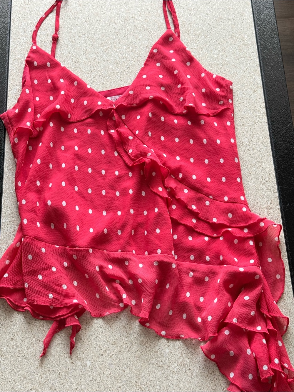 Red Polka Dot Ruffled Cami Top